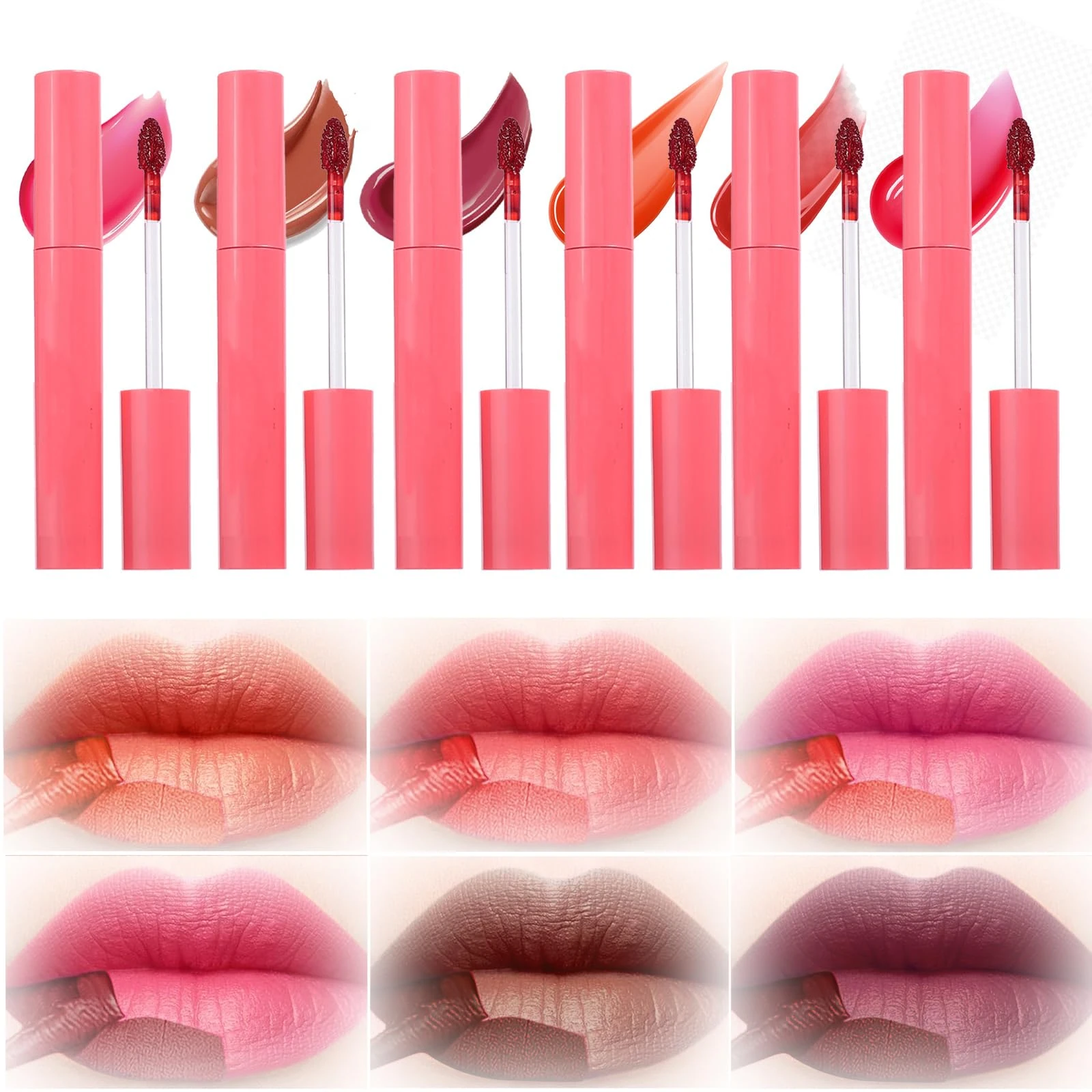 6 Color Waterproof Peel Off Lip Gloss Kit – Matte Lipstick and Tattoo Lip Stain Tint, Long Lasting Highly Pigmented Natural Lovely Shades Makeup for Women Girls Teens, Peel Off Cosmetic Gift Pack