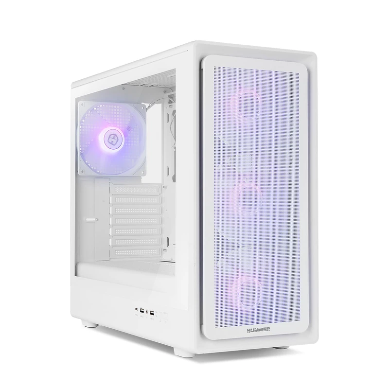 NOX Xtreme Products Hummer Aero - ATX Semi-Tower | M-ATX | ITX Includes 4 ARGB PWM 140mm Fans, Front Mesh, Side Tempered Glass, USB-C and USB 3.0, GPU Support 420mm, Magnetic Filter