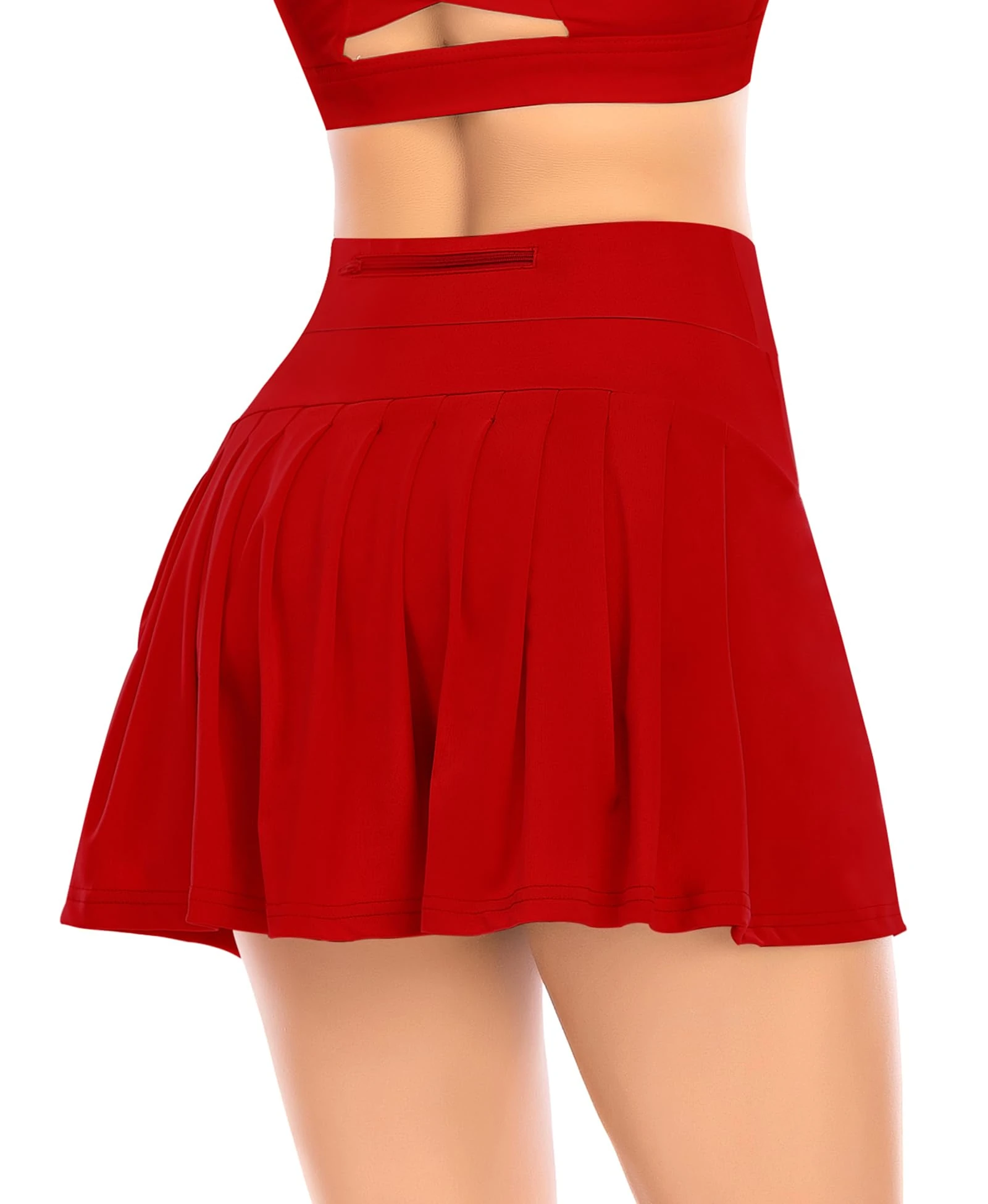 JoyGirl Women's Pleated Tennis Skirt with Pockets Shorts High Waisted Lightweight Athletic Golf Skorts for Running Workout (Red,2XL)