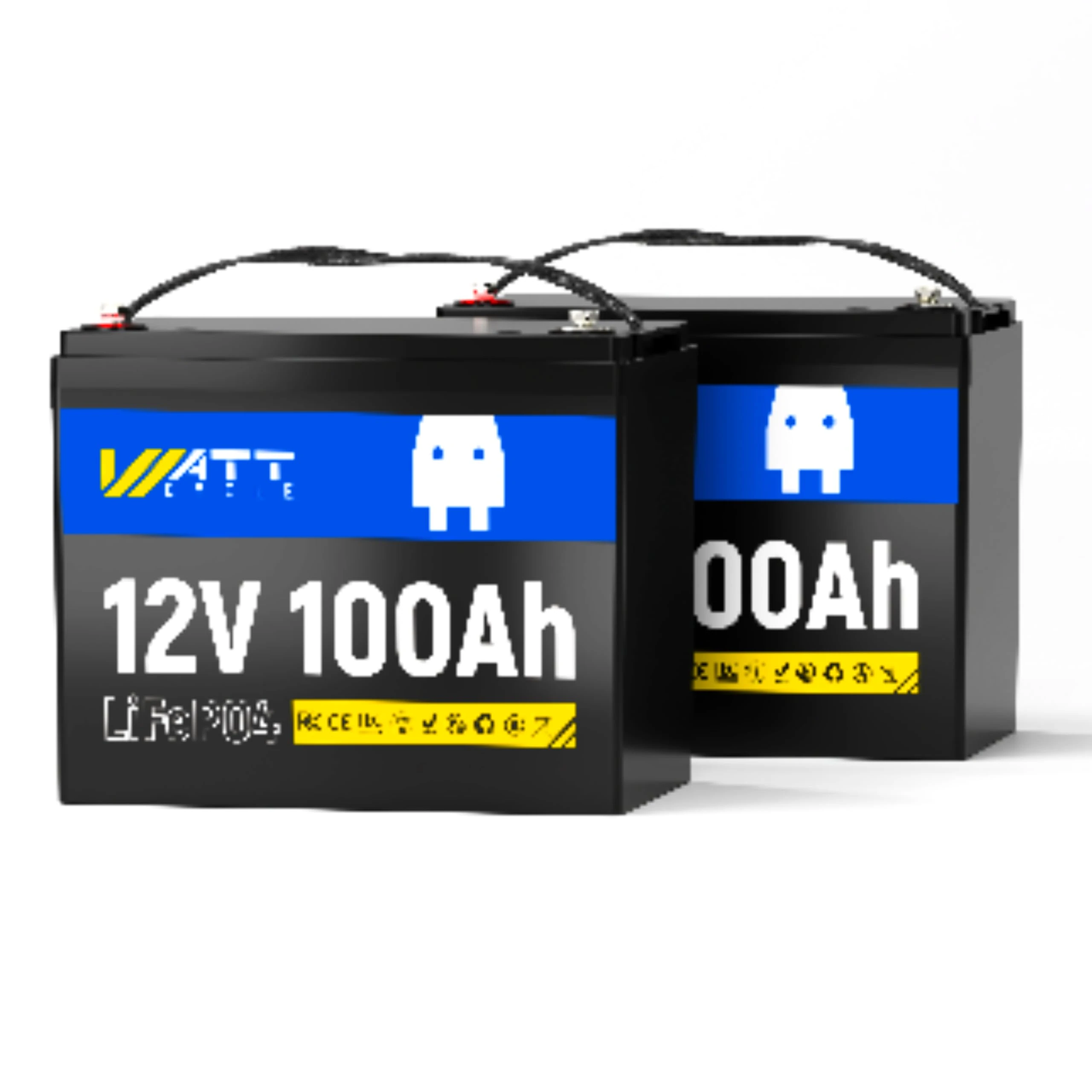 WattCycle 12V 100Ah LiFePO4 Battery 2-Pack (BCI Group 24), Built-in 100A BMS, Low-Temp Protection, 15000+ Cycles, UN38.3 & CE Certified - Ideal for RVs, Motorhomes, Marine, Off-Grid Solar, Home Energy