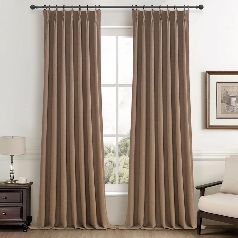 Rust Brown 120 Inch Extra Long Curtains for Living Room 2 Panels Set, Memory Trained Pinch Pleated Blackout Window Drapes Energy Efficient Privacy Chocolate 120 Inches for Bedroom (W40"xL120")