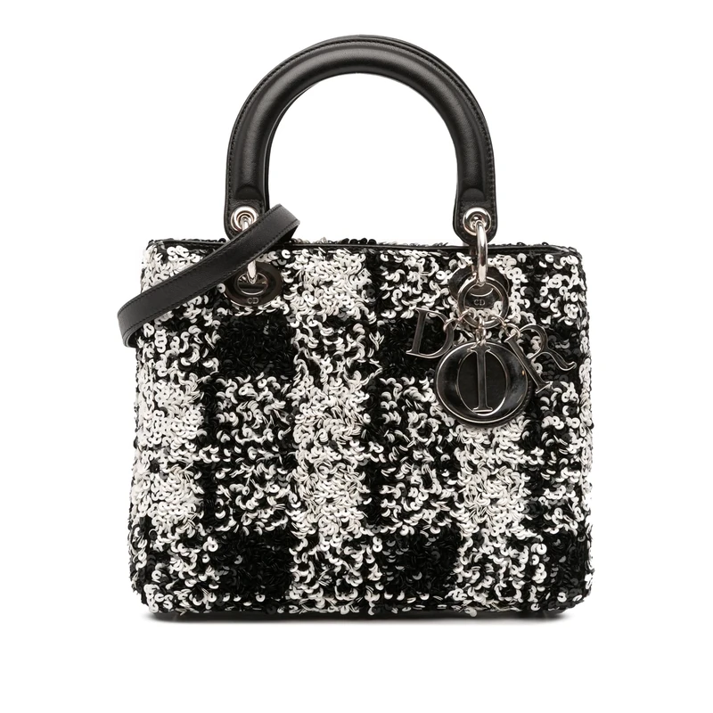 Dior Pre-Loved Medium Lambskin Sequin Embellished Lady Handbag