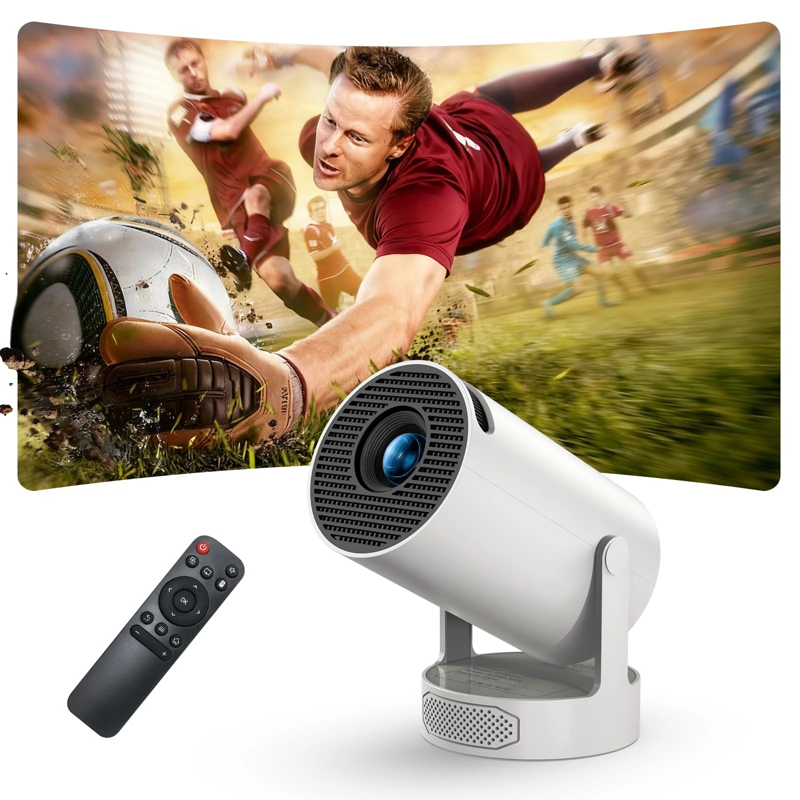 Mini Projector 1080P with 4K Support, 300 ANSI Lumens, Smart Portable Video Projector for Bedroom with WiFi 6 and Bluetooth 5.0, Auto Keystone, 180° Rotatable Design for Home Theater