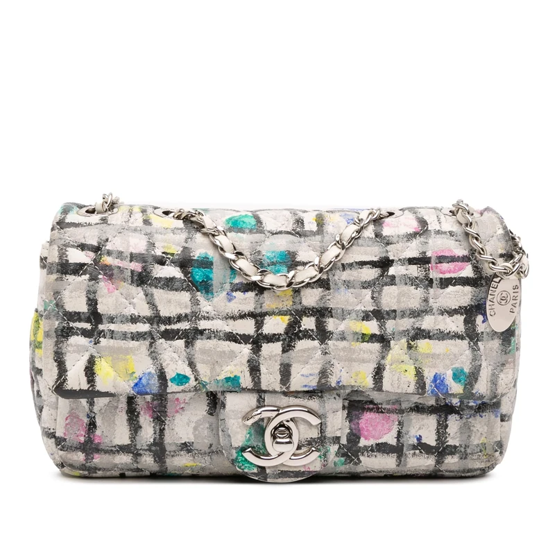 Chanel Pre-Loved Mini Rectangular Calfskin Hand Painted Graffiti Flap Crossbody Bag - Image 1