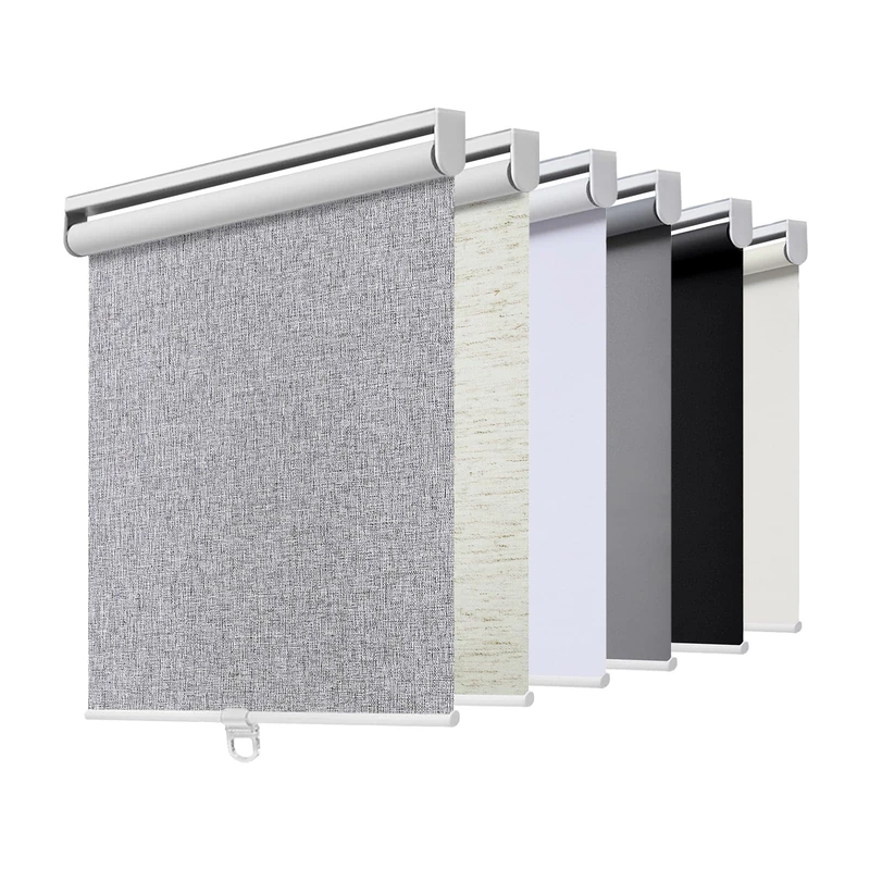 Cordless Roller Shades Blackout Blinds for Windows Room Darkening Rolled Up Shades with Spring System, UV Protection Natural Linen Window Shades Door Blinds for Home,27.5" W x 72" H, Heather Grey