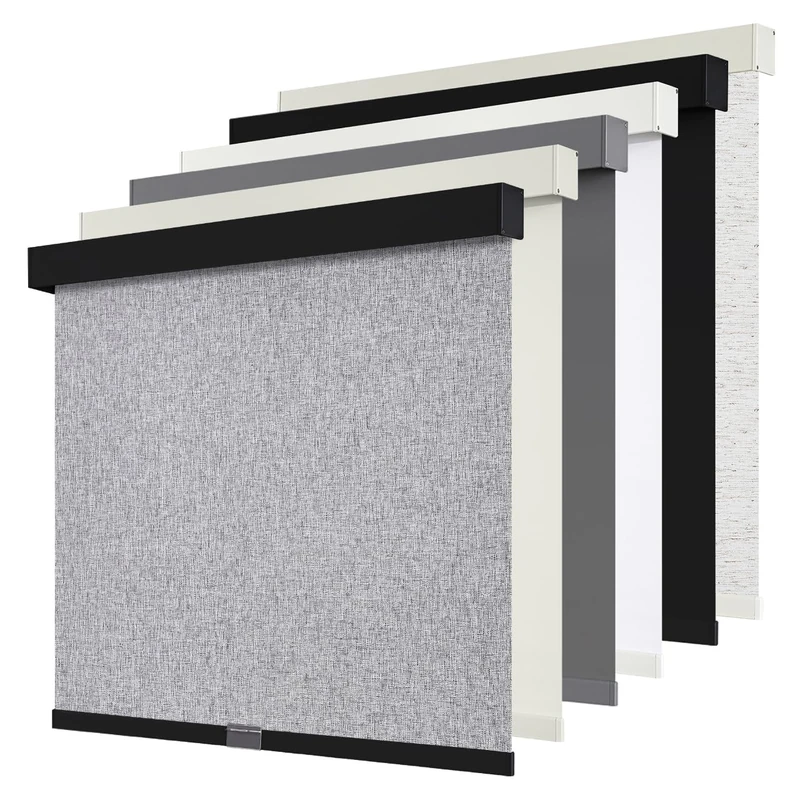 SUNOFF Cordless Blackout Roller Shades Blinds for Windows Free-Stop,Pull Down Room Darkening with Valance,Thermal Insulated Woven Fabric Window Door Blinds for Home,Office,Heather Grey 19" W x 72" H