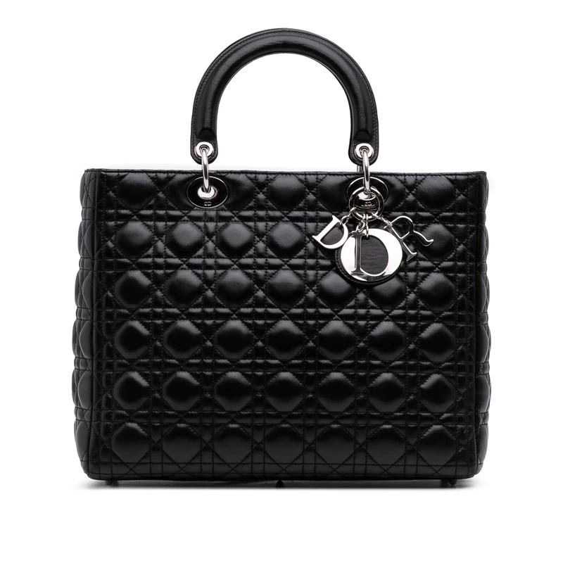 Dior Pre-Loved Large Lambskin Cannage Lady Handbag
