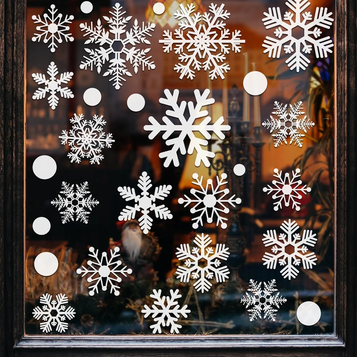 137 Pcs Christmas Window Clings, Static Snowflakes Window Decals for Christmas Decorations Windows Ornaments Thanksgiving Party Supplies