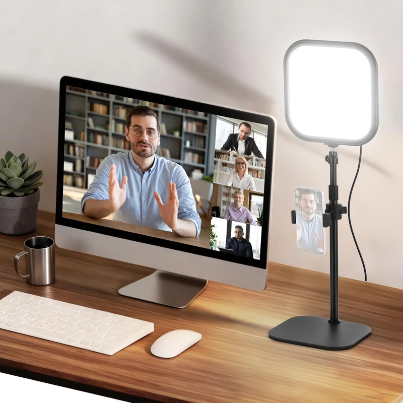 NEEWER BASICS 10.8" Video Conference Lighting with Stand & Phone Holder, 15W Bi Color Edge Lit Full Screen Desk Light CRI95+ for Computer Laptop Webcam Zoom Calls Streaming Recording, L220
