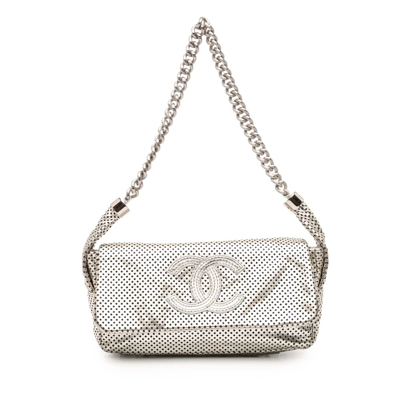 Chanel Pre-Loved Metallic Glazed Calfskin Perforated Rodeo Drive Flap Shoulder Bag