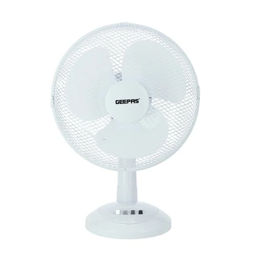 GEEPAS 12" Table Fan | Electric Portable Worktop Desk Fan with 3 Speeds 3 Blades (Renewed)