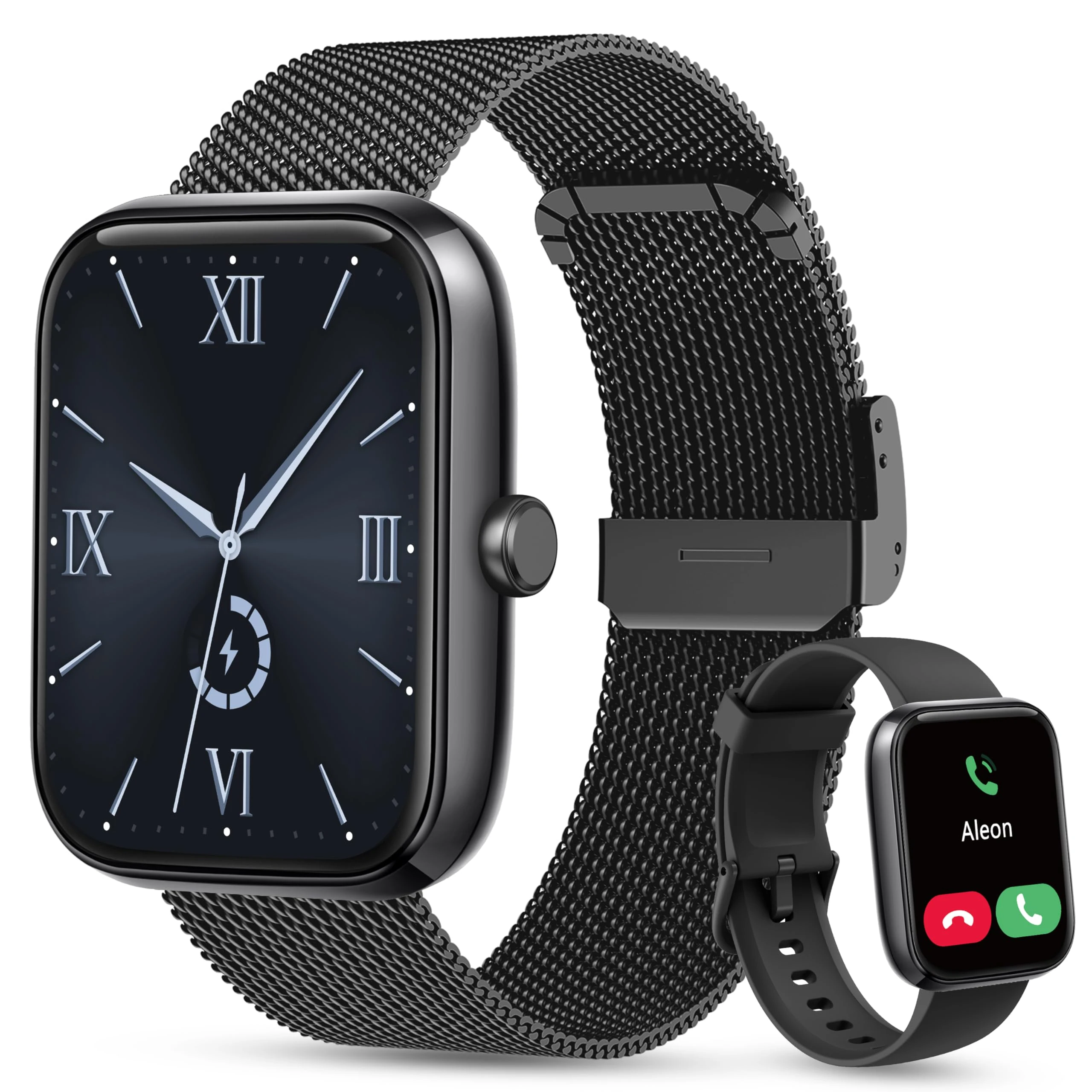 KALINCO Smart Watch Women [2 Bands, 44mm case] Alexa Fitness Tracker, Heart Rate, Sleep, Stress & SpO2 Monitor, IP68 Waterproof Smartwatch, Make/Answer Calls, Compatible with iOS & Android