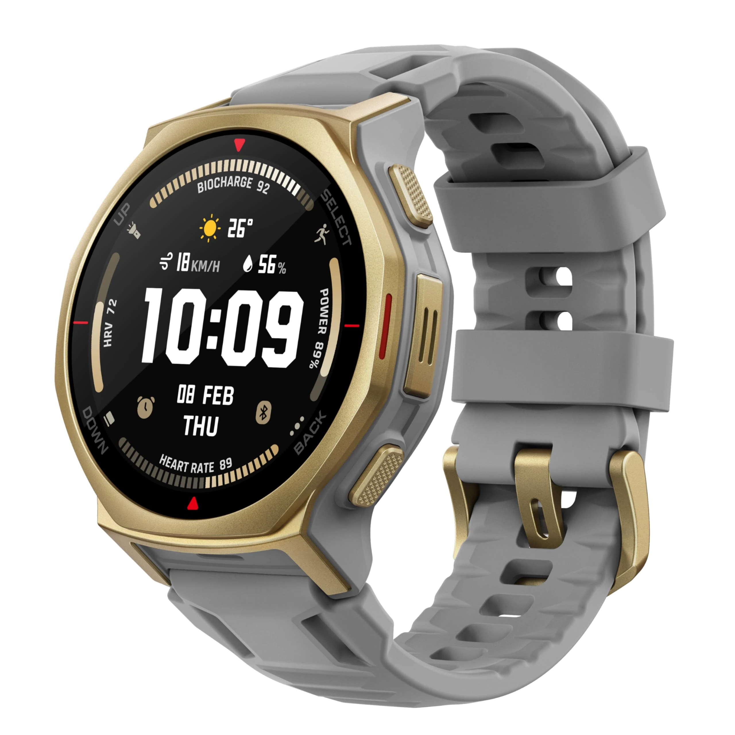Amazfit T-Rex 3 Pro Outdoor Smart Watch 44mm Sapphire AMOLED Display with Flashlight, Ti Bezel, Dual Band GPS, Offline Maps, 17 Days Battery, 10 ATM, 180+ Sports Mode for Android & iPhone, Arctic Gold