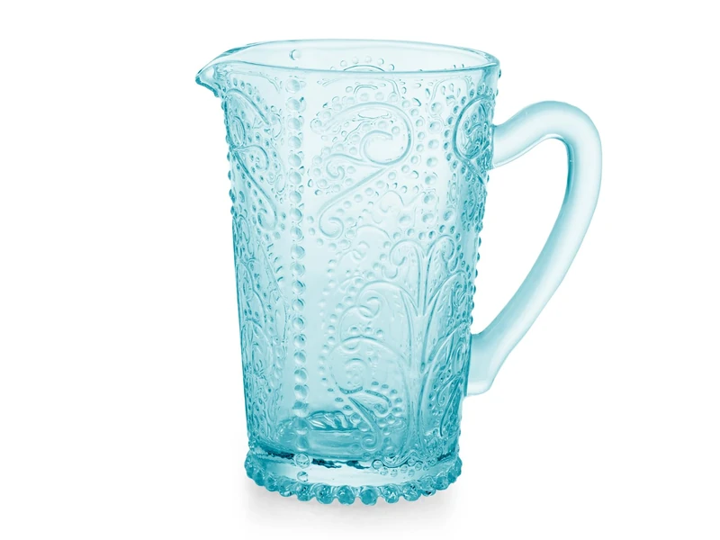 H&H Blue Glass Garden Jug - 1.35 Litre Capacity - Dishwasher Safe - Image 1