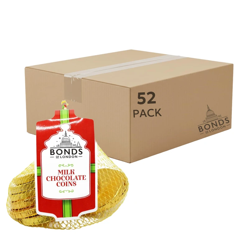 Bonds of London Milk Chocolate Gold Coins, Foil-Wrapped Chocolate Treats, Perfect for Gifting, Parties & Stocking Fillers, 75 g (Pack of 52)