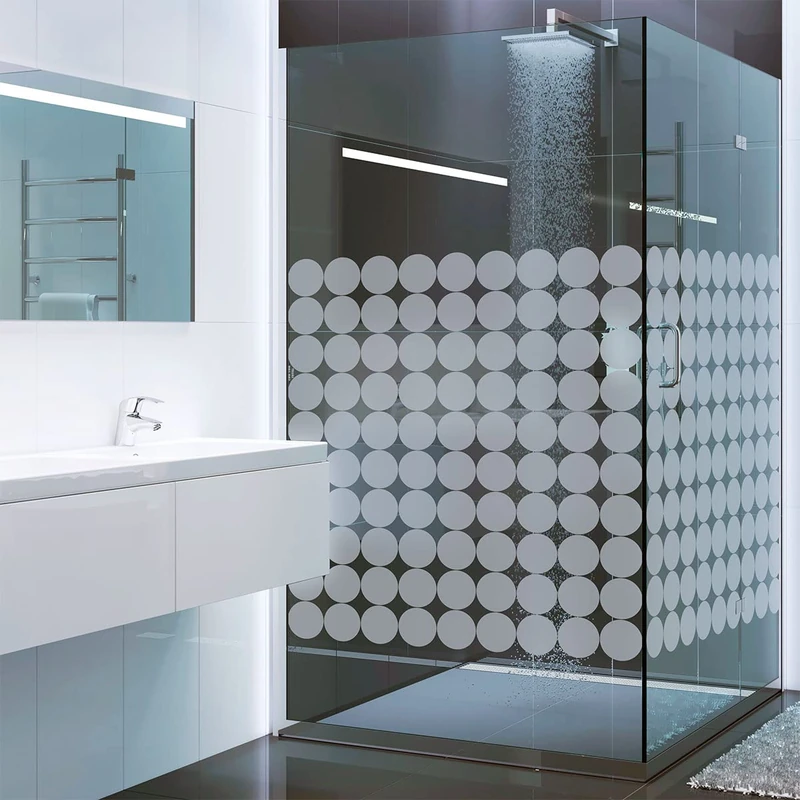 Ambiance Sticker Anti-Blackout Window Film – Round – Self-Adhesive Privacy Screen for Glass and Shower Door – Pack of 50 10 x 10 cm