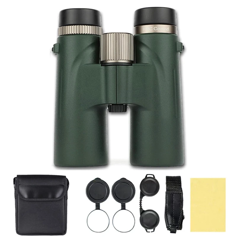 Binoculars 12x42 Adults High Magnification, Waterproof & Portable for Birdwatching, Traveling, Stargazing, Hunting, Wider View, Smart Focus (Green)