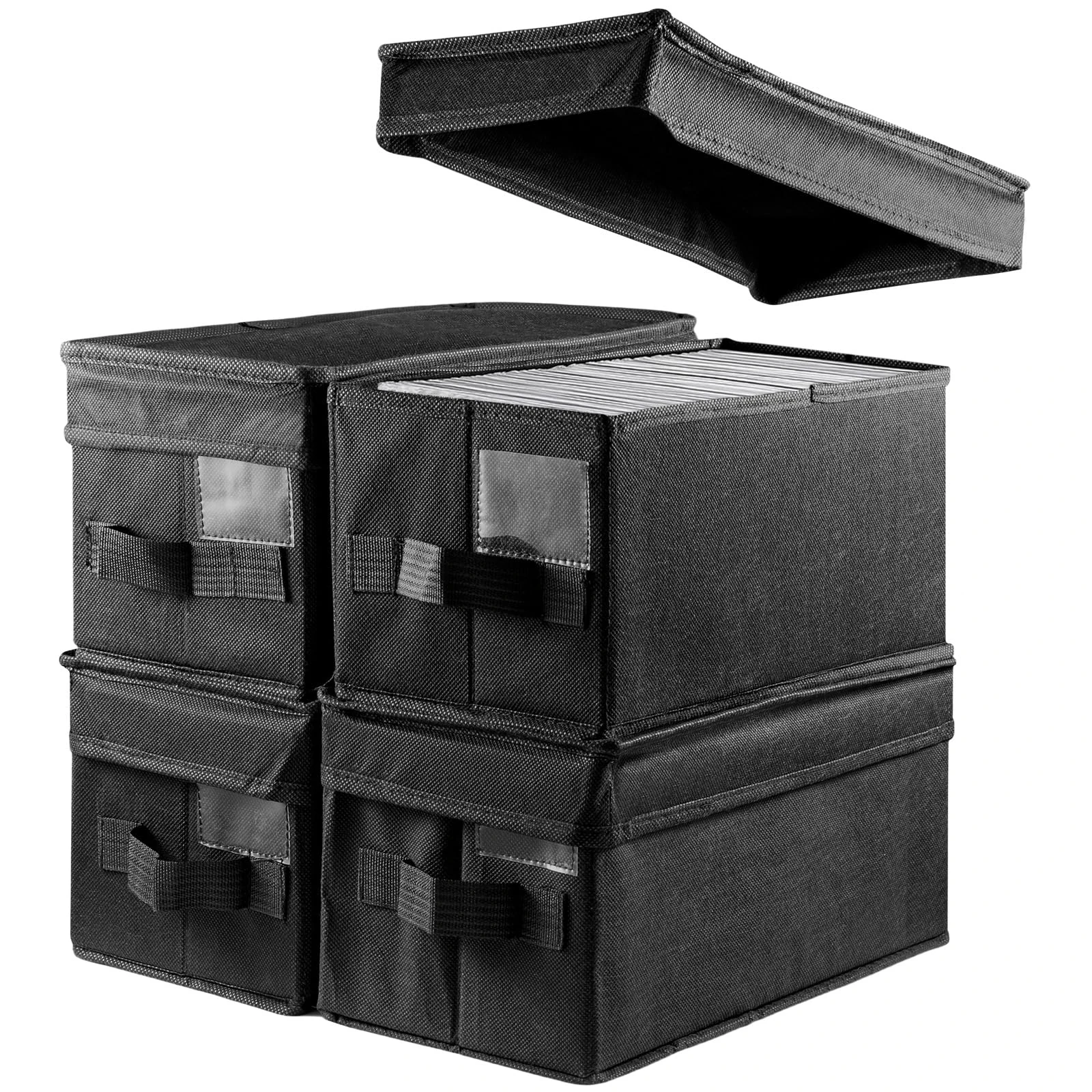 CROWNSHOP 8PCS CD Storage Box Holds 30 CDs in Full Jewel Cases and 165 Discs in CD Sleeves Protective Disc Organizer 35x16x15.5cm (8PCS)