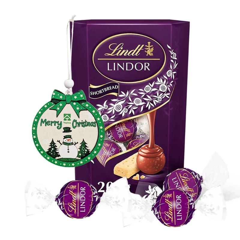 Shortbread Biscuits Lindt Chocolates Truffles - Limited Edition Milk Chocolate Truffles with Shortbread Pieces 200g & Christmas Tree Decoration for Chocolate Gifts or Christmas Stocking Fillers