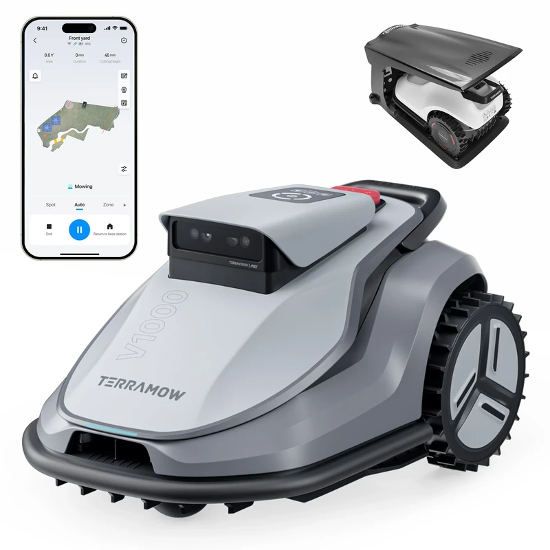V1000 Robot Lawn Mower for Large or Complex Gardens - Wire-Free, App-Controlled Automatic Grass Cutter - Quiet Cutting with No Boundary Wire - Covers Up to 1000m²