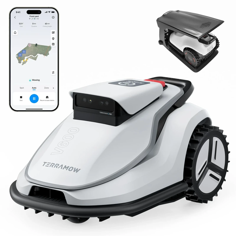 V600 Robot Lawn Mower for Small to Medium Gardens - Wire-Free, App-Controlled Automatic Grass Cutter - Quiet Cutting with No Boundary Wire - Covers Up to 600m²