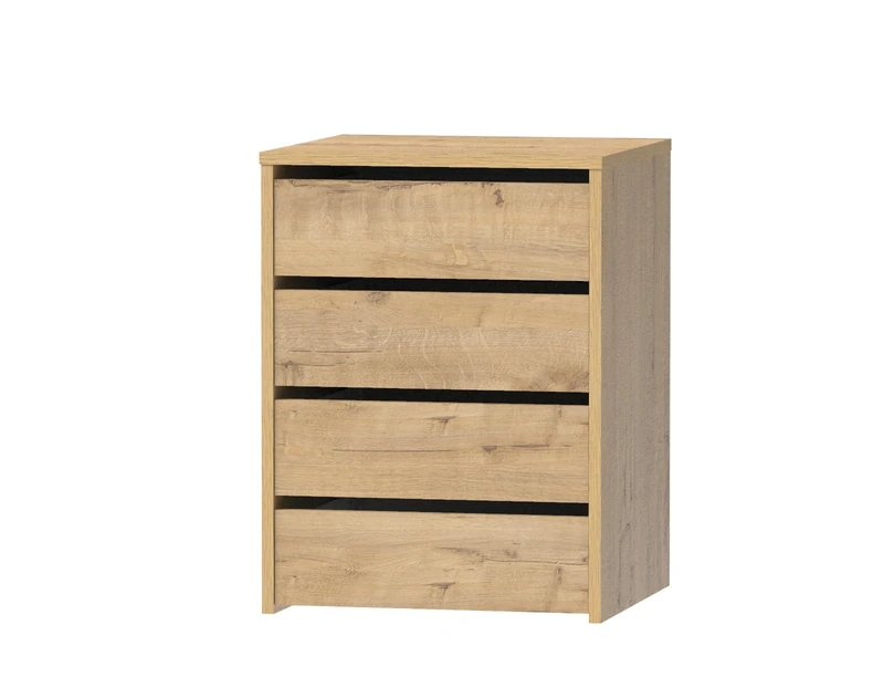 MUEBLES PITARCH Chest of Drawers 4 Drawers, Dresser Bedrooms, Offices, Interior Wardrobe, Cambrian Oak, 63.5 x 46 x 45 cm (Height x Width x Depth)