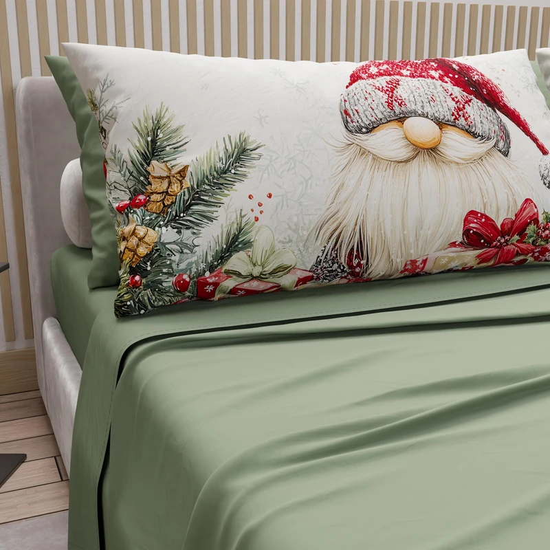 PETTI Italian Artisans - Cotton Sheets with Christmas Digital Print Pillowcases, Christmas Double Sheets, Christmas Double Bed Set, Xmas 13 Green, 100% Made in Italy