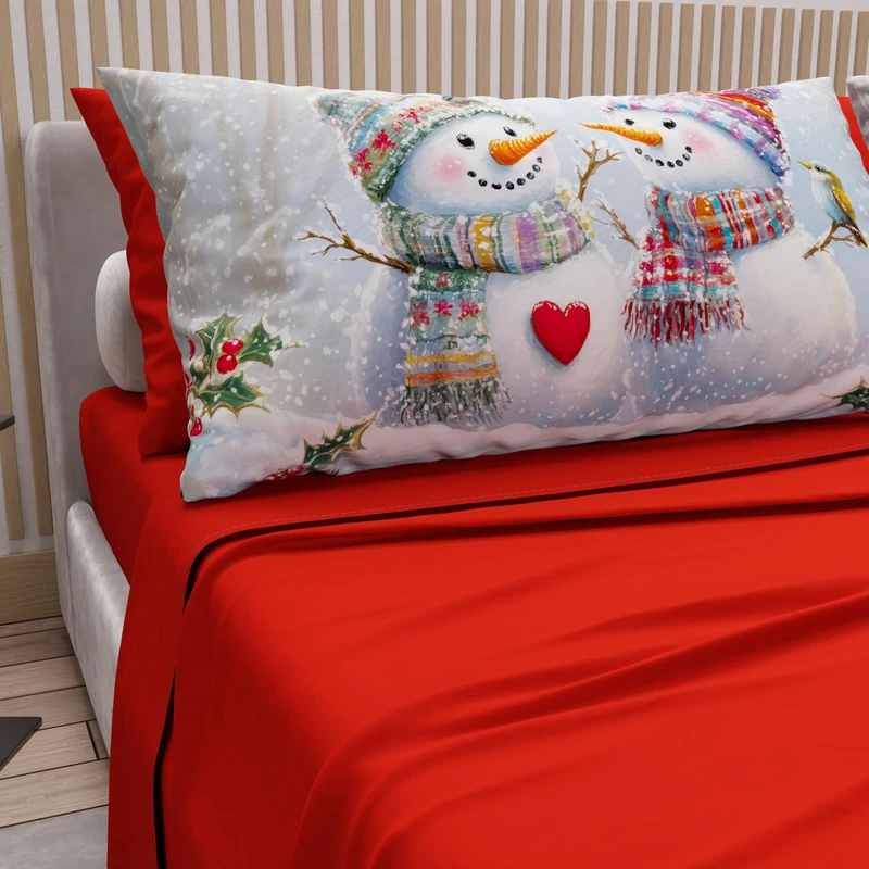 PETTI Italian Artisans - Cotton Sheets with Christmas Digital Print Pillowcases, Double Christmas Sheets, Maxi Double Bed Set, Xmas 7 Red, 100% Made in Italy
