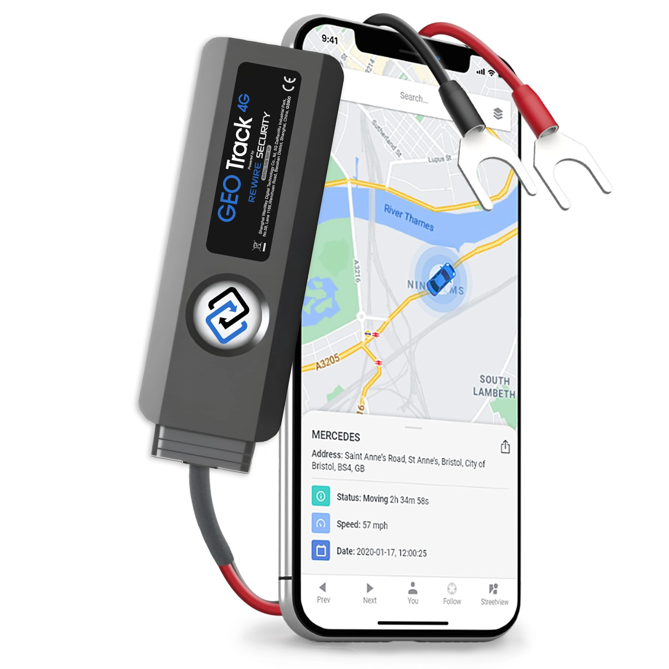 REWIRE SECURITY Geo Track 4G GPS Tracker – Real-Time Vehicle Tracking Device for Car, Van, Motorhome | Easy Battery Install | Live App Tracking | 4G GPS Transmitter | 4G Fleet Tracking