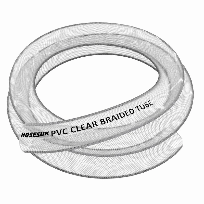32mm (1 1/4") Clear PVC Braided Hose,Food Grade/Oil/Water/Fuel Reinforced Pipe,Tube 20m