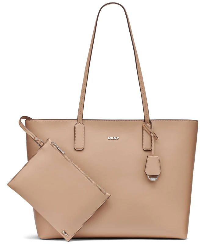 DKNY Women's Saige EW Top Zip Tote Bag, Cappuccino/Cream