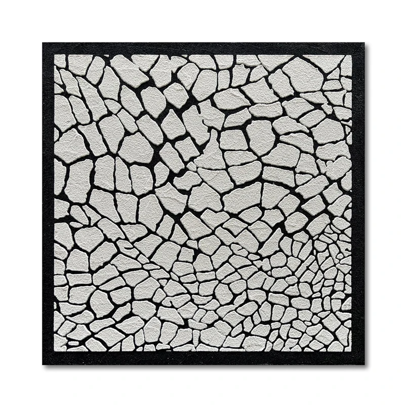 Limiyer Art 24x24 inches hand-painted black and white textured art oil painting in modern abstract style - suitable for wall decoration in home office