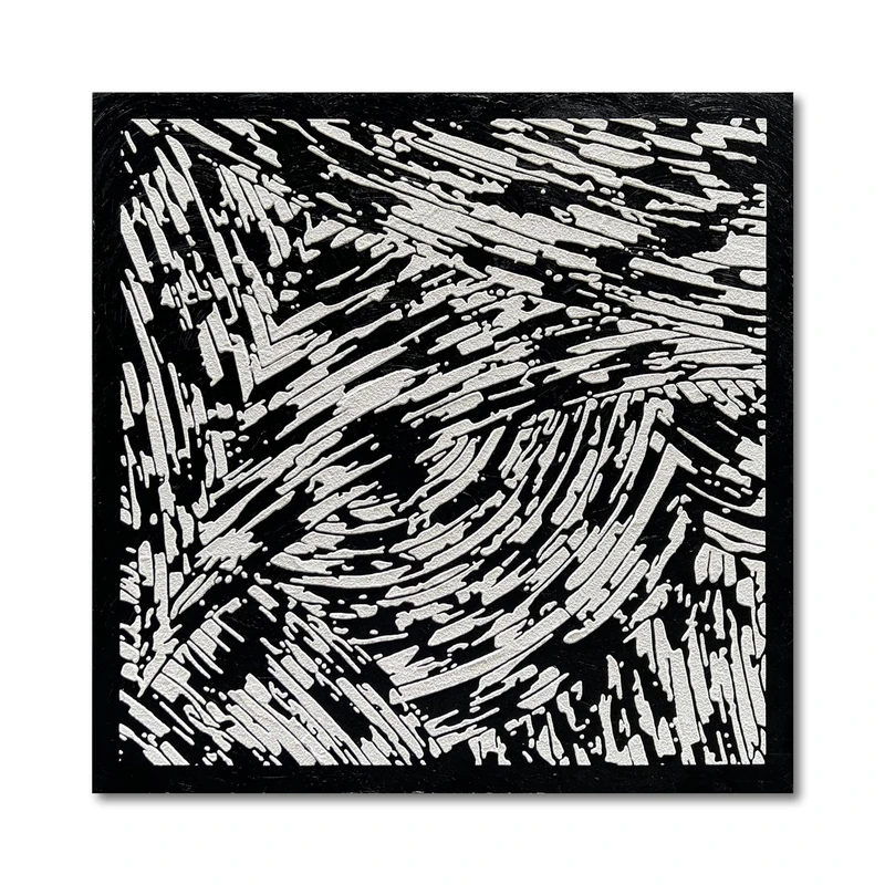 Limiyer Art 24x24 inches hand-drawn black and white abstract three-dimensional texture art oil painting in modern minimalist style. Suitable for wall decoration in home offices