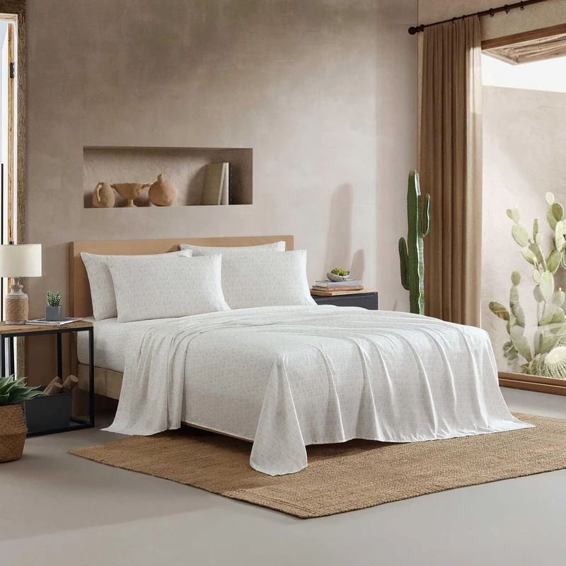 Wrangler - King Size Sheets Set, Soft & Lightweight Bonus Bedding Set for Year Round Comfort, 6 Piece Bed Sheets with Matching Pillowcases & Fitted Sheet (Line Dance Beige)