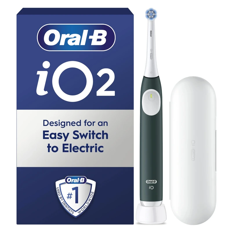 Oral-B iO2 Forest Green Electric Toothbrush, 1 Toothbrush Head, 1 Travel Case