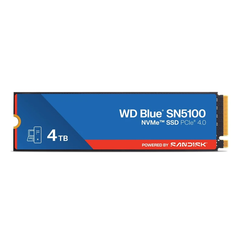 WD Blue SN5100 NVMe SSD 4TB (Up to 6,900 MB/s read speeds, M.2 2280, PCIe Gen 4.0, nCache 4.0, SANDISK 3D CBA NAND technology, Acronis True Image data migration software) POWERED BY SANDISK