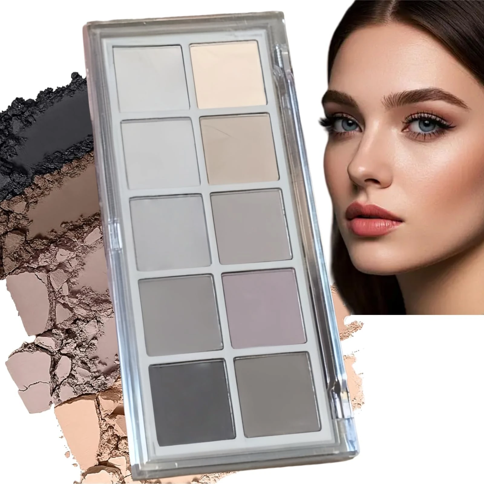 10 Colors Matte&Shimmer Eyeshadow Palette,Cool Eye Eyeshadow Palette,Shimmer&Neutral Eye Shadow Palettes for Women,Travel Size Makeup with Long Lasting Wear,Waterproof&Highly Pigmented(Cement)