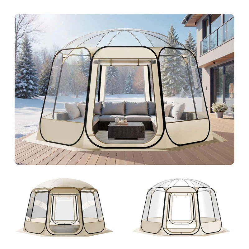 VEVOR Pop up Bubble Tent, 12 x 11.1 ft Waterproof & UV-Resistant, Clear Camping Tent Shelter, Outdoor Garden Dome Igloo Tents with Windows, 540° Panoramic View, for 10-12 Persons Patio Backyard