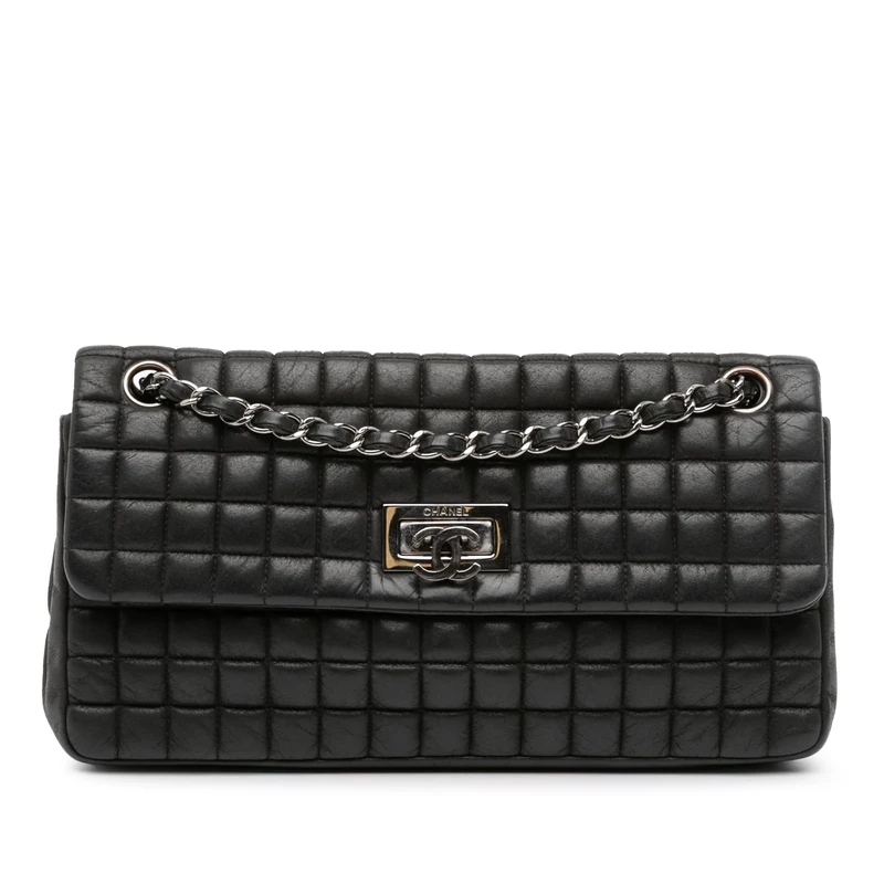 Chanel Pre-Loved Chocolate Bar Iridescent Calfskin Bubble Flap Shoulder Bag