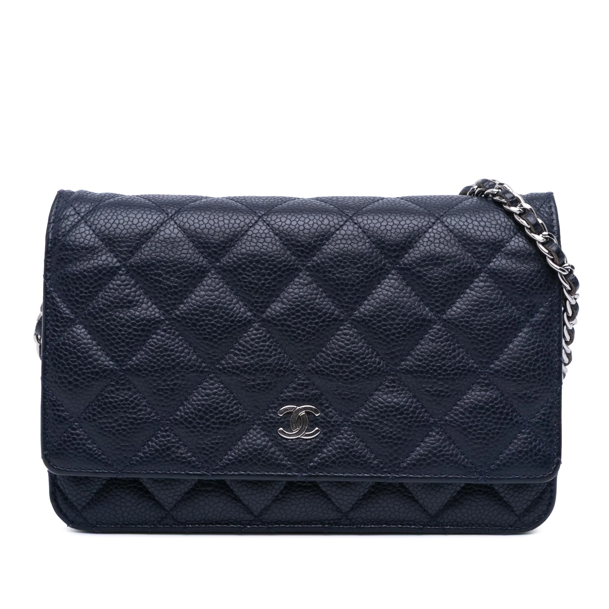 Chanel Pre-Loved CC Quilted Caviar Wallet on Chain Handbag