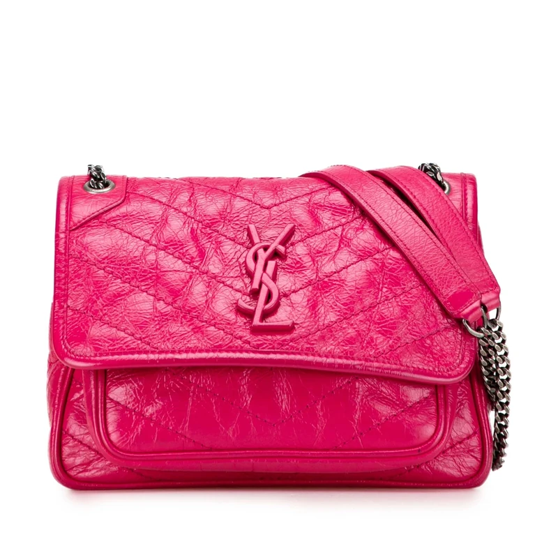 Yves Saint Laurent Pre-Loved Baby Crinkled Calfskin Monogram Niki Bag