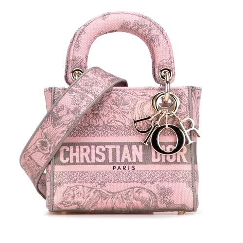 Dior Pre-Loved Mini Embroidered Canvas Toile De Jouy Lady D Lite Handbag