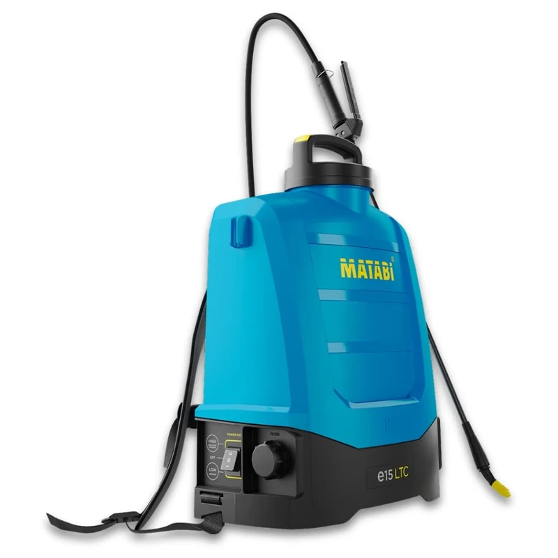 Matabi e15 LTC Electric Sprayer - Removable 20V Li-Ion Battery - Up to 375L Autonomy - Electronic LTC Control - Ergonomic Straps - Includes 4 Nozzles - For Agriculture and Gardening