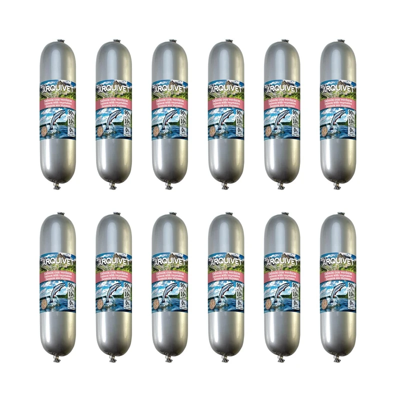 Arquivet 12 Pack - Salmon and Chicken Sausages with Vegetables for Dogs 500g 1 Unit (12 Pack)
