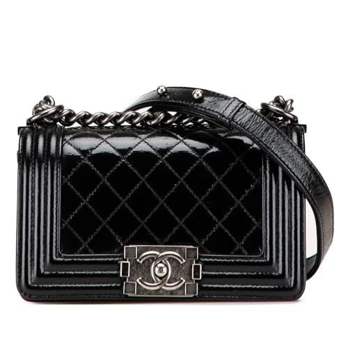 Chanel Pre-Loved Small Quilted Patent Boy Flap
