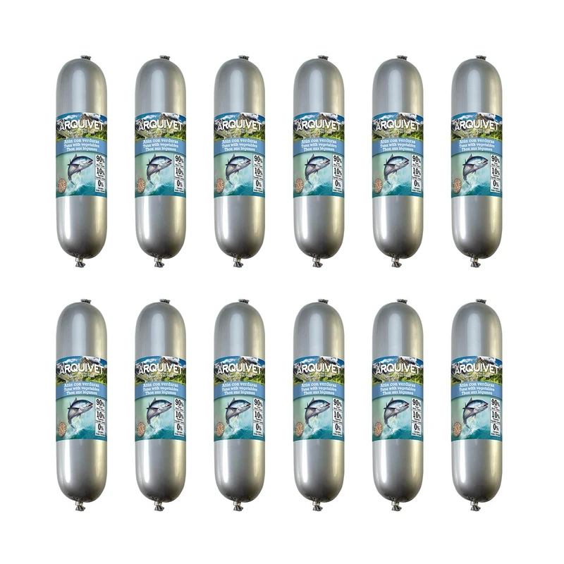 Arquivet Pack of 12 - Tuna Sausages with Vegetables for Dogs, 500g, 1 Unit (12 Pack)