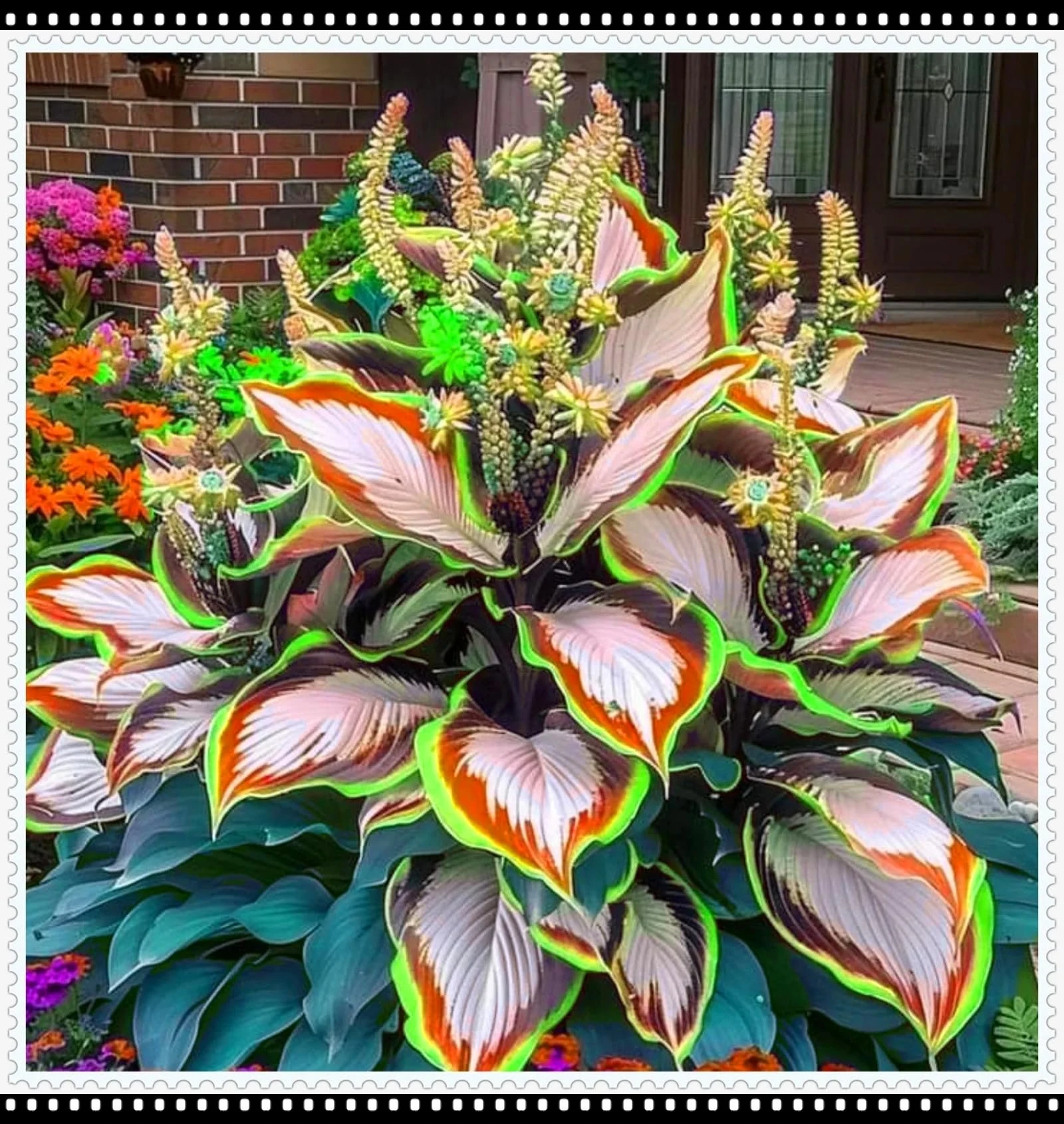 Perennial Hosta Bulbs and Rhizomes/Variegated Hosta Varieties/Shady Balcony Plants/Cold-Resistant/That Grow Fast/Golden Jade Carving-6 Roots-G