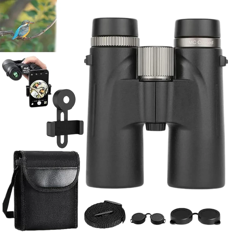 Binoculars 12x42 Adults High Magnification Binocular, Anti-Fog and Waterproof, Perfect for Birdwatching, Travel, Star Gazing and Concerts (Black)