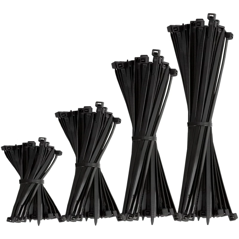 Beshine Black Cable Ties, 100/150/200/300mm x 3.6mm, 4 Sizes Tie Wraps, Pack of 240 - Self Locking Small Nylon Zip Ties for Home Office Garage and Workshop
