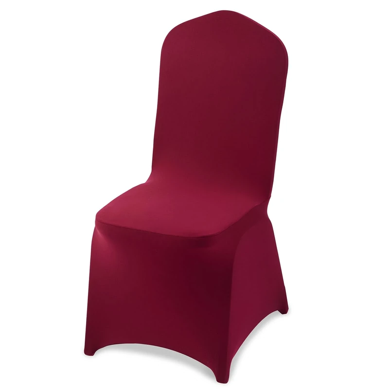 VEVOR 50 Pcs Burgundy Chair Covers, Polyester Spandex Chair Cover, Stretch Slipcovers for Wedding Party Dining Banquet Flat-Front Chair Covers, Fits Chair Measures up to 20.08 x 17.72 x 37.4 inch